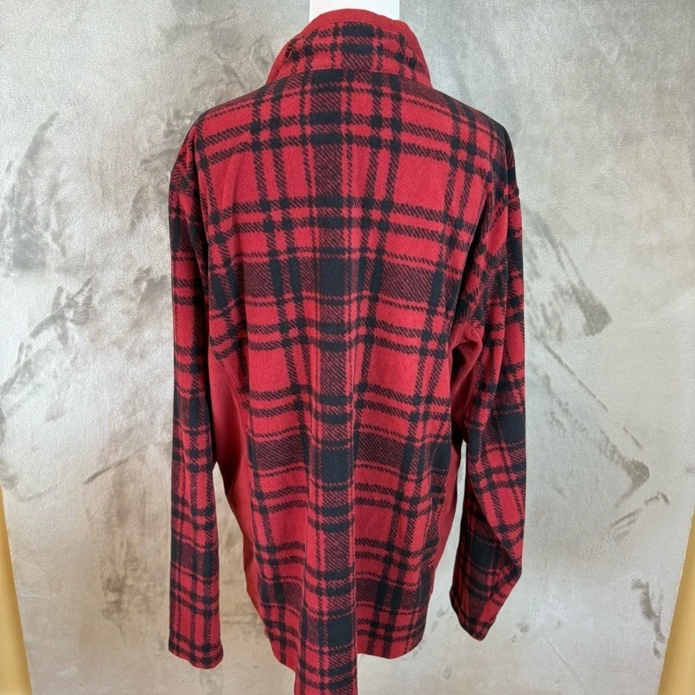Womens Columbia Pullover Jacket Sz Large Red Black Plaid Quarter Zip